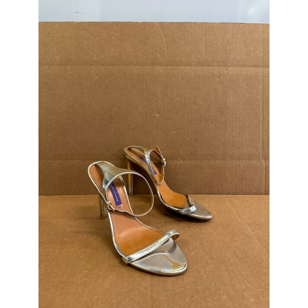 Ralph Lauren Purple Label Metallic Silver Stilleto Heel Sandals Size 37B EU